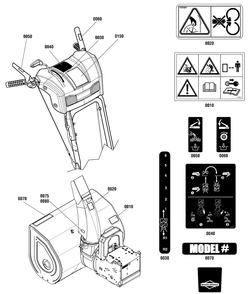 Decals Group Diagram and Parts List for 1696482-00-BP2132SE  Briggs and Stratton Snow Blower